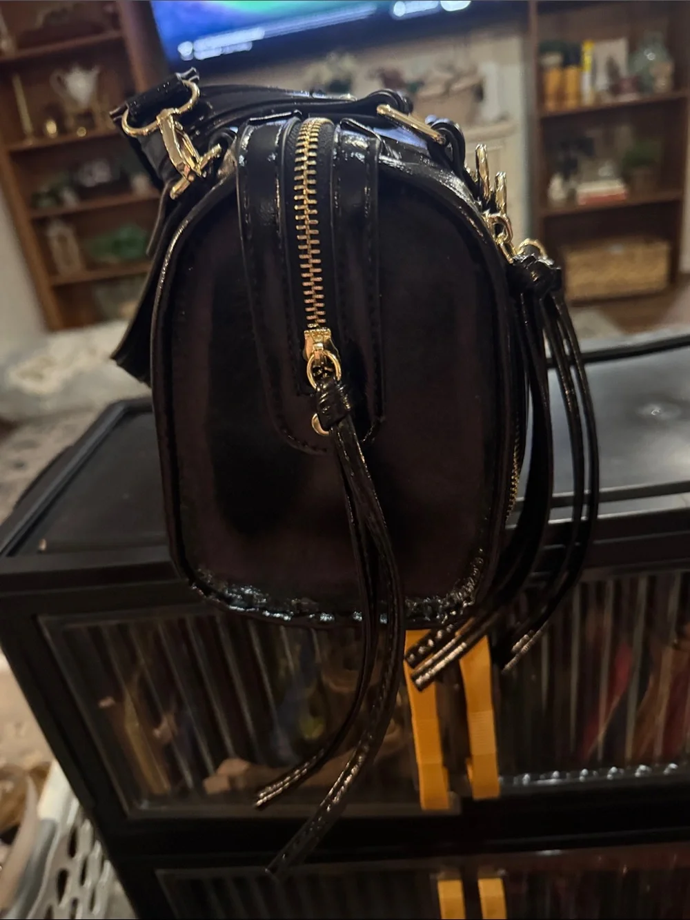 Steve Madden Black Vegan Leather with Goldtone accents Satchel